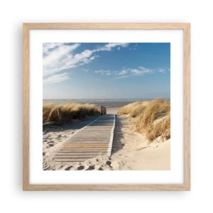 Poster in light oak frame - Behind a Dune, in the Hum of Trees - 40x40 cm