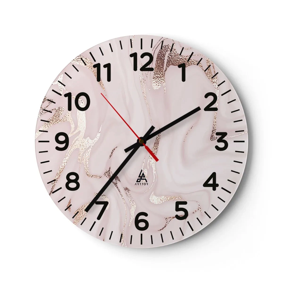 Wall clock - Clock on glass - In Pink - 30x30 cm