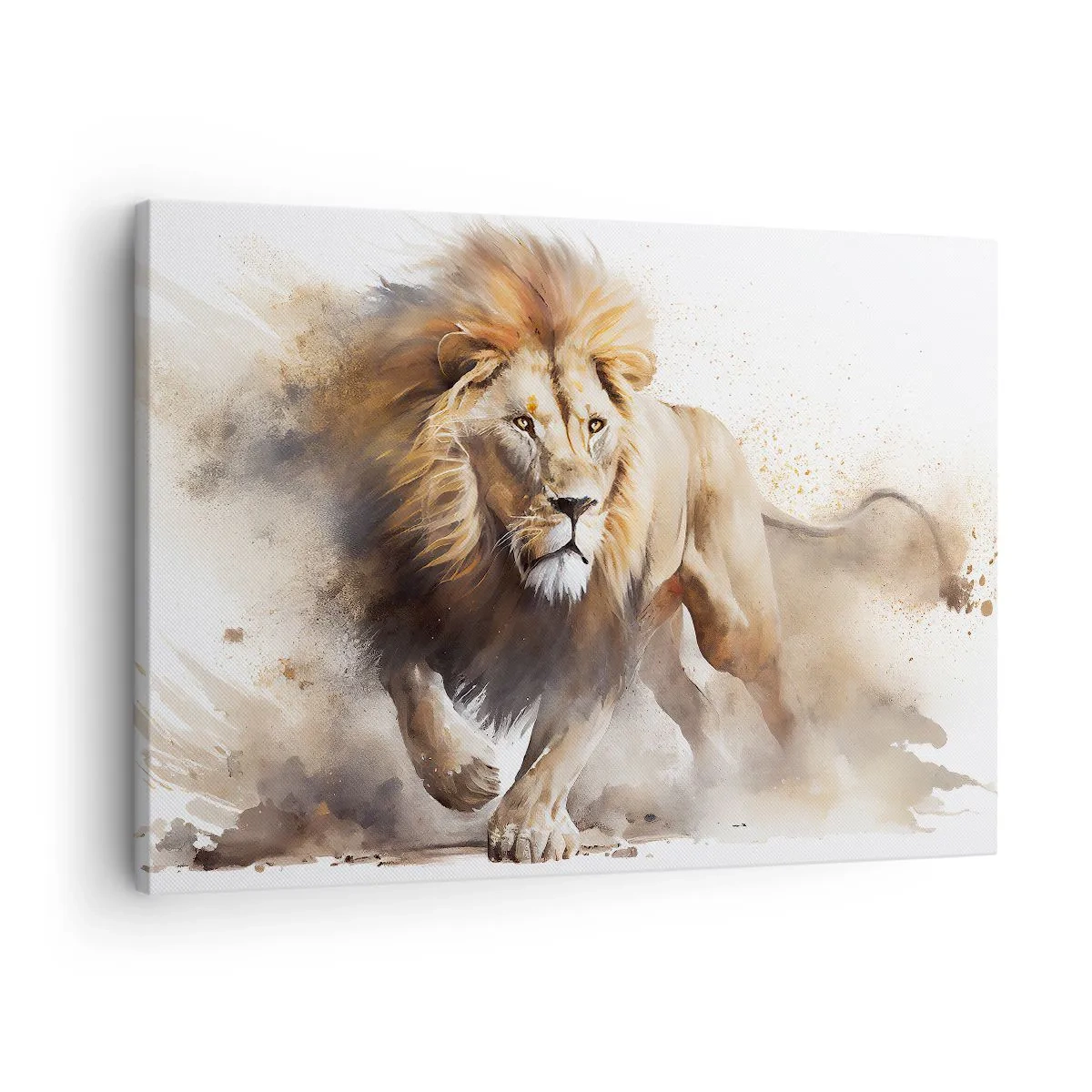 Canvas picture - A dynamic portrait of a lion in natural colors. - 70x50cm - King is on the Move - Modern wall decoration for the living room and bedroom ARTTOR