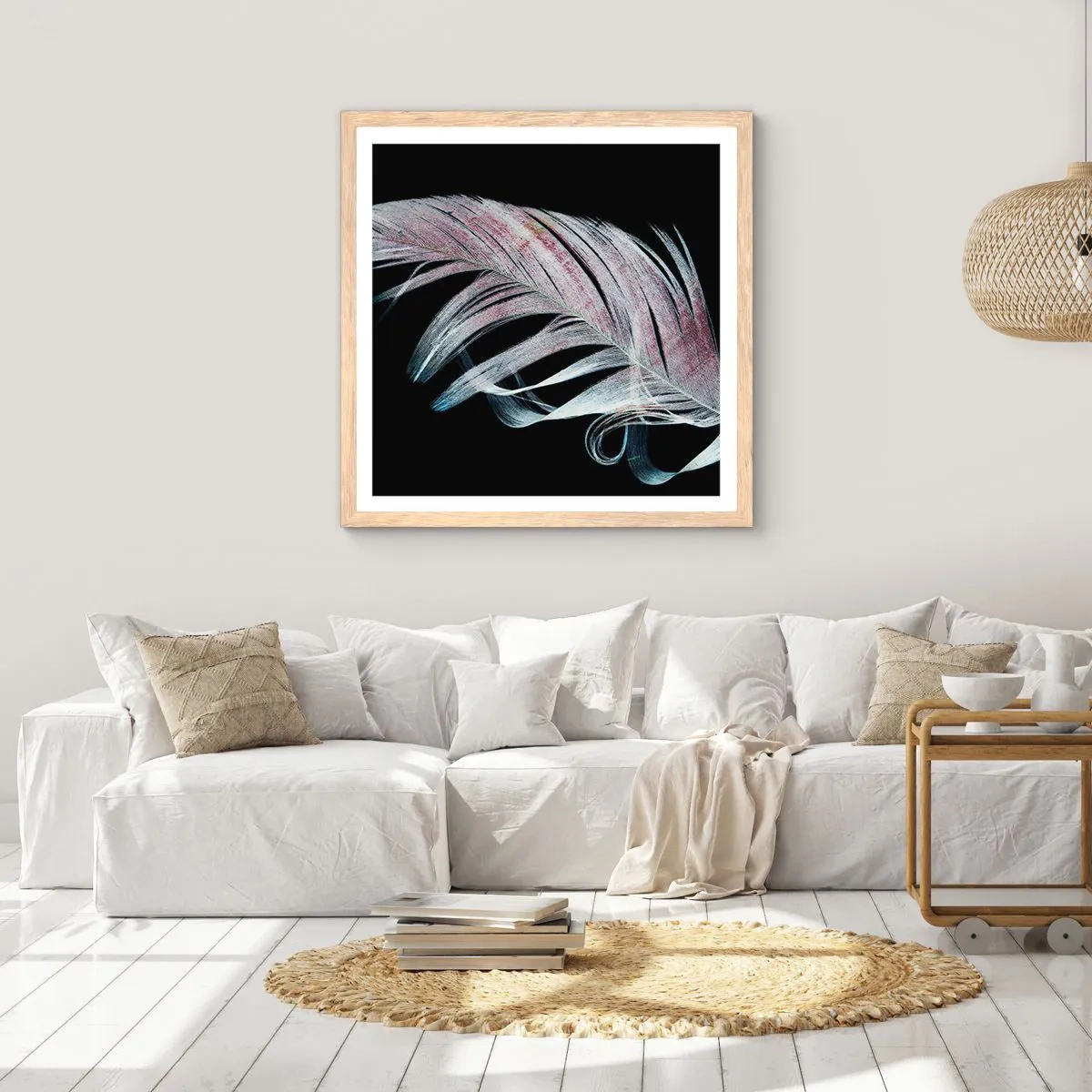 Poster in light oak frame - Think about Touch - 50x50 cm