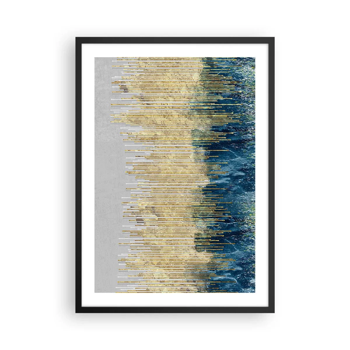 Poster in black frame - An abstract composition inspired by a golden beach and the ocean. - 50x70cm - Glided Border - Modern wall decoration for the living room and bedroom ARTTOR