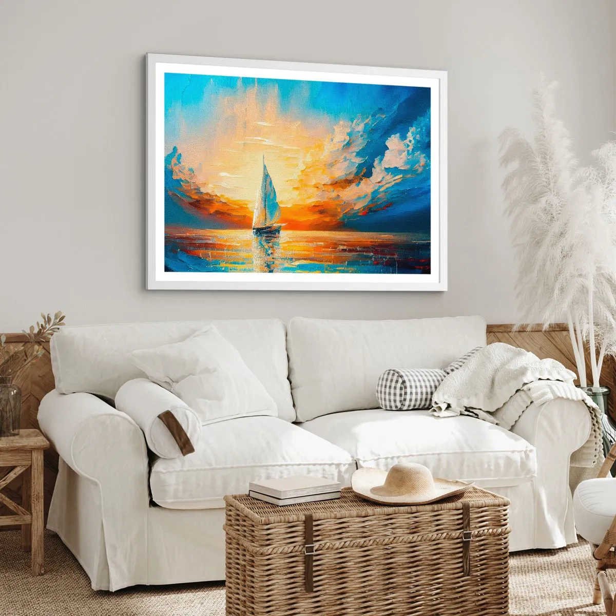 Poster in white frmae - Sailing in Gold - 50x40 cm