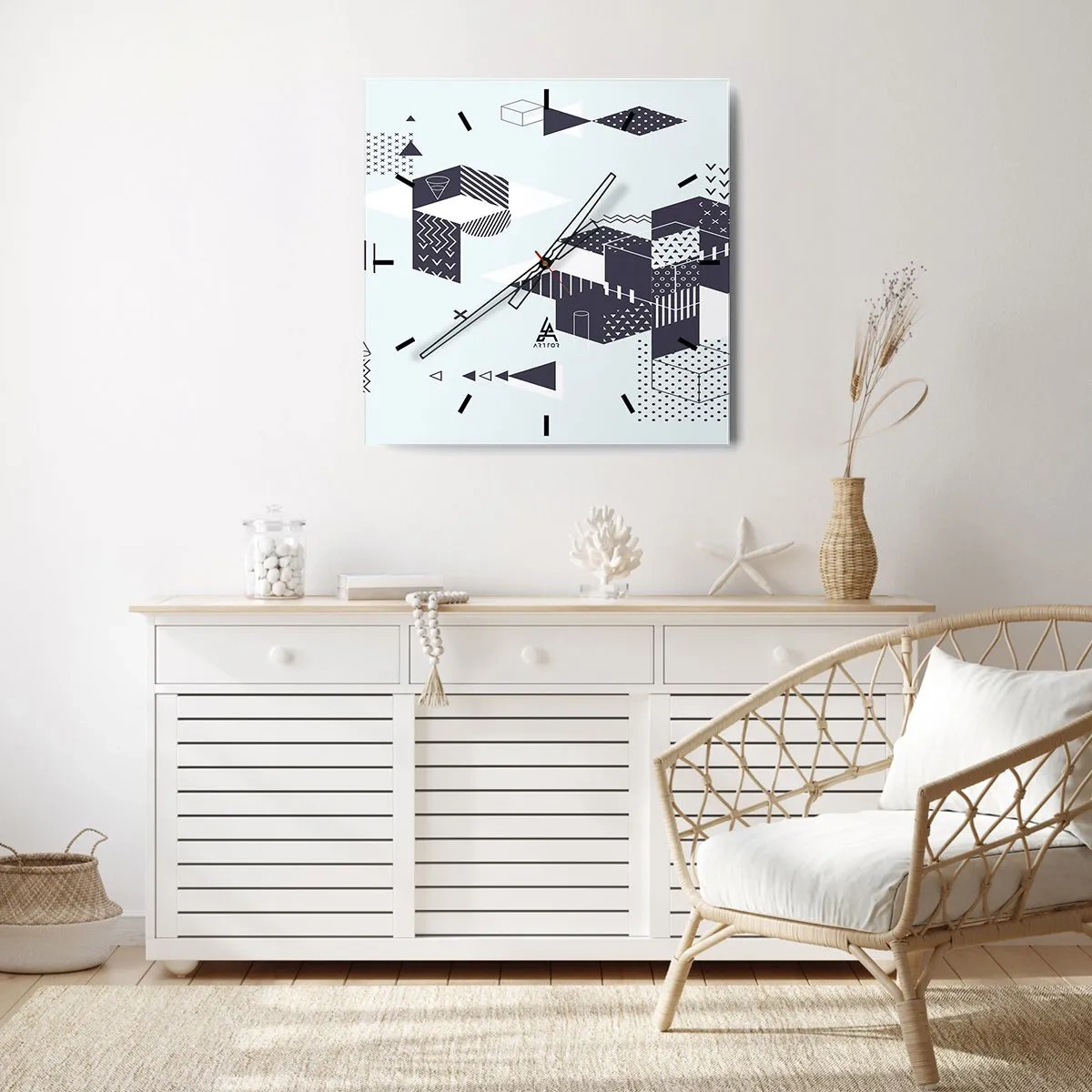 Wall clock - Clock on glass - In the Soul of a Mathematician - 30x30 cm