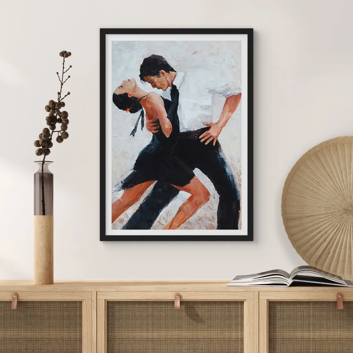 Poster in black frame - A couple dancing in a dynamic pose - 50x70cm - Tango of My Dreams - Modern wall decoration for the living room and bedroom ARTTOR