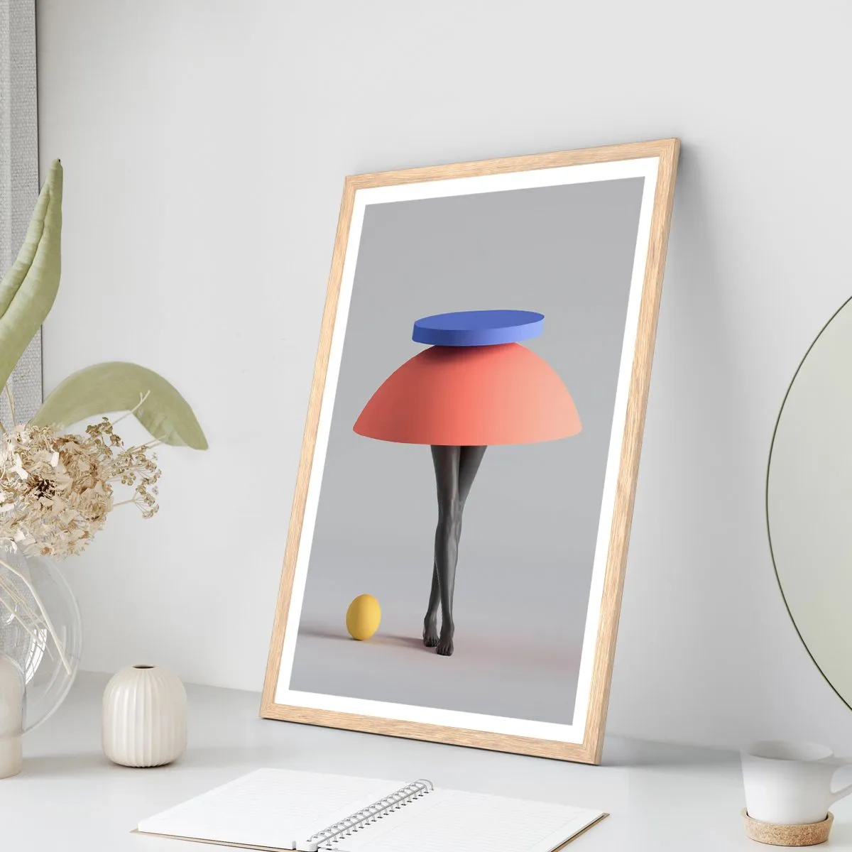 Poster in light oak frame - Surrealistic Composition - 30x40 cm