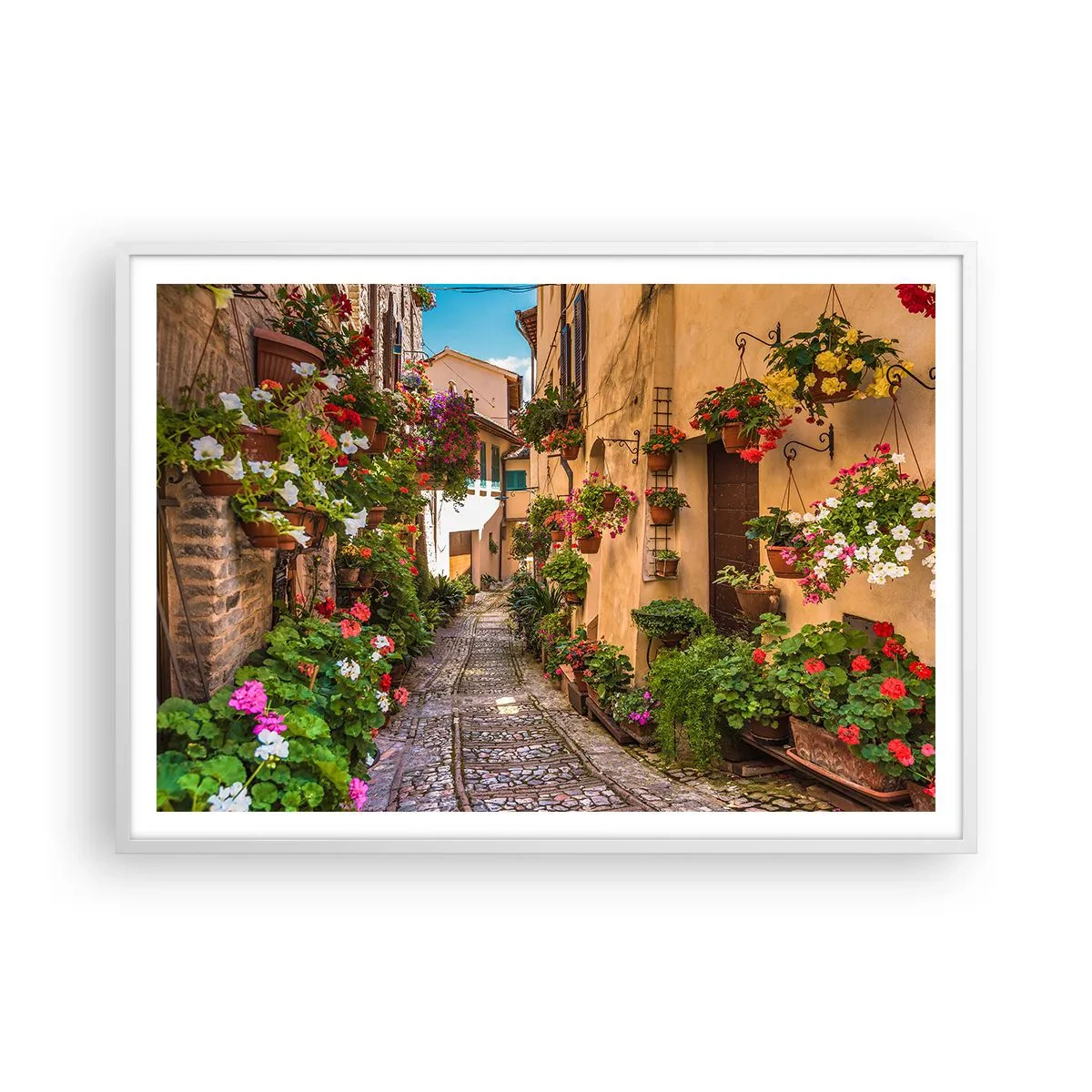 Poster in white frmae - Italian Back Street - 100x70 cm