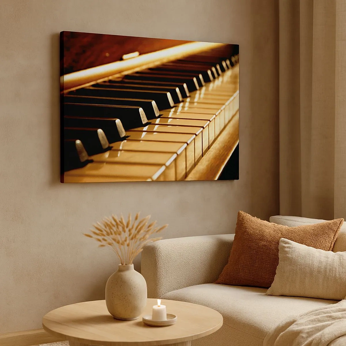 Canvas picture - Piano keyboard in golden lighting - 70x50cm - Unlimited Possibilities - Modern wall decoration for the living room and bedroom ARTTOR