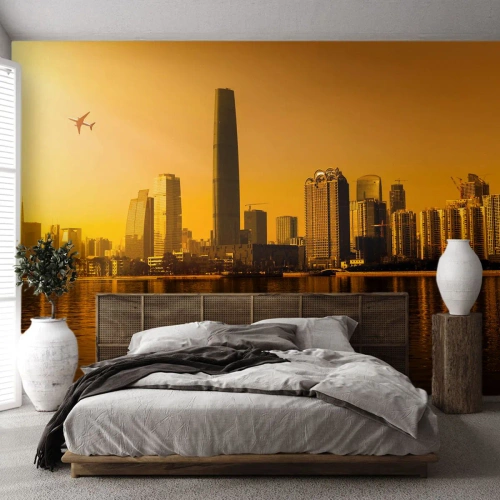 Photo Wallpaper Premium Sand - Golden City - Landscape, City, Architecture - 500x350 cm