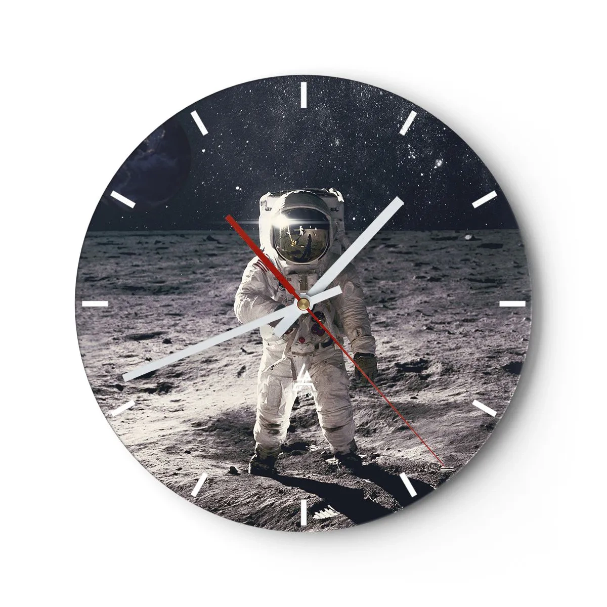 Wall clock - Clock on glass - Greetings from the Moon - 40x40 cm