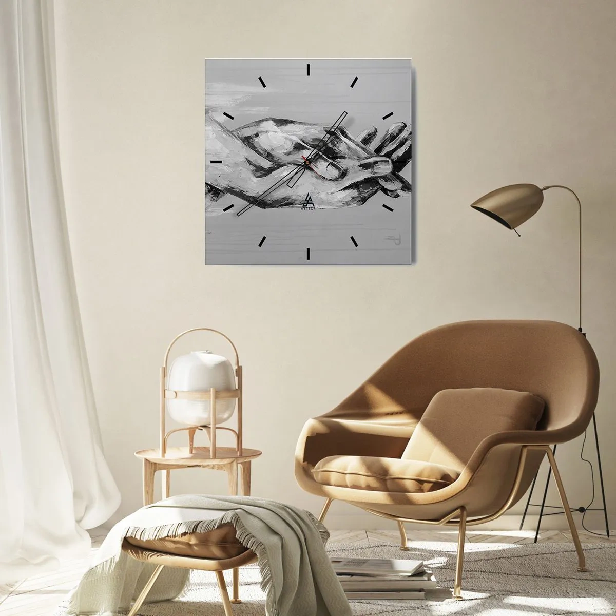 Wall clock - Clock on glass - The Beginning… - 40x40 cm