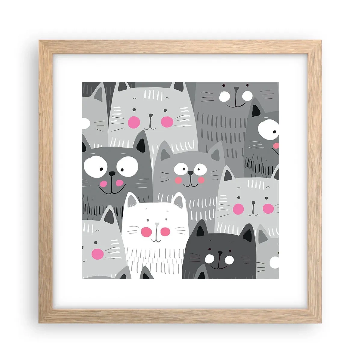 Poster in light oak frame - Cat's World - 30x30 cm
