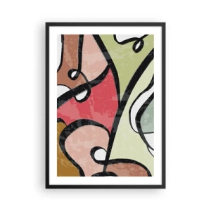 Poster in black frame - Colorful abstraction with black outlines - 50x70cm - Pirouettes Among Colours - Modern wall decoration for the living room and bedroom ARTTOR