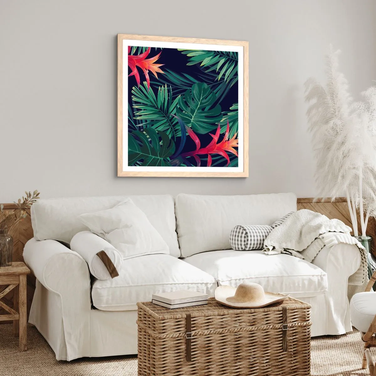 Poster in light oak frame - Burn in Green - 50x50 cm