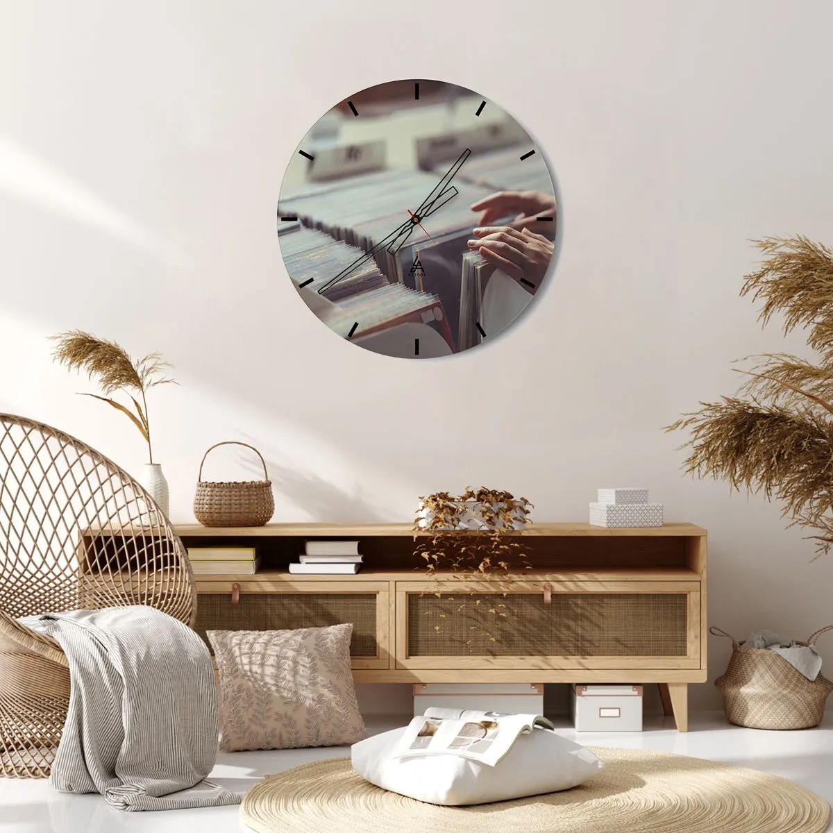 Wall clock - Clock on glass - In Search of Good Vibes - 40x40 cm