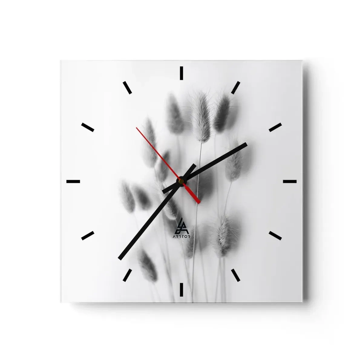 Wall clock - Clock on glass - Her Softness Grass - 40x40 cm