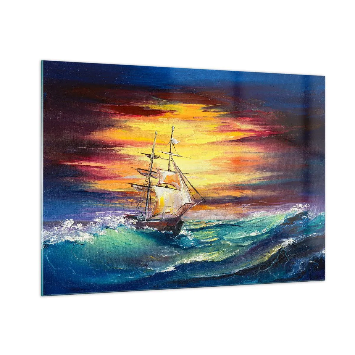 Glass picture - Fearlessly towards the Waves - 100x70 cm