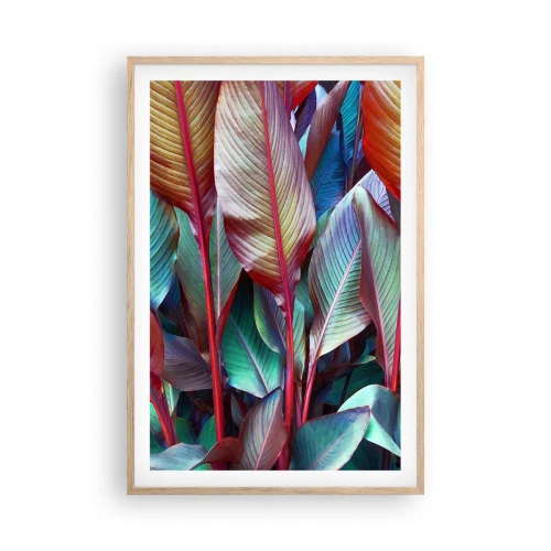 Poster in light oak frame - Colourful Thicket - 61x91 cm