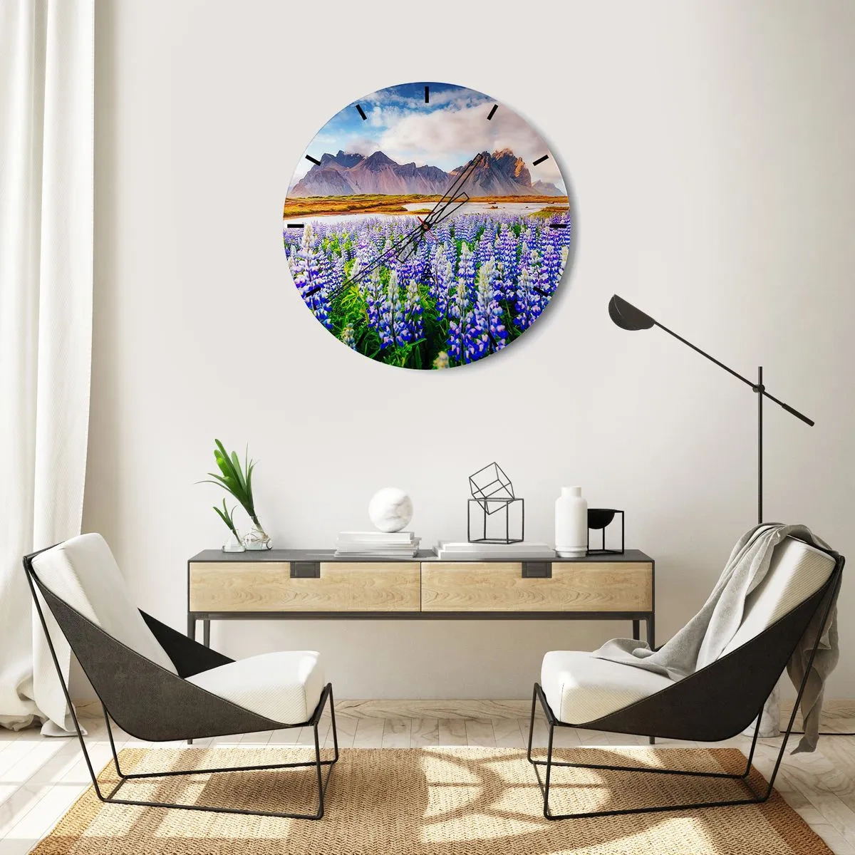 Wall clock - Clock on glass - Strength and Severity next to Sweetness - 40x40 cm