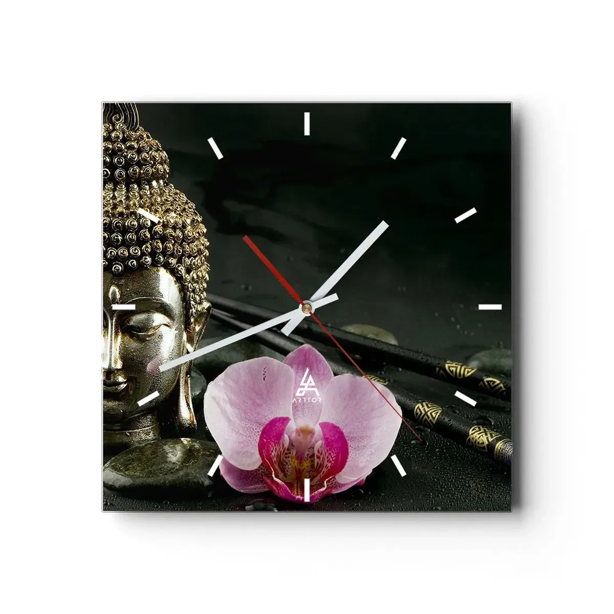 Wall clock - Clock on glass - Harmony of Wisdom and Beauty - 40x40 cm