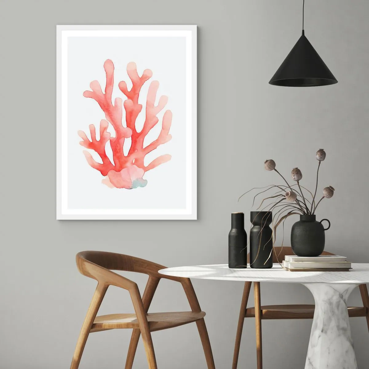 Poster in white frmae - Coral Colour Colars - 30x40 cm