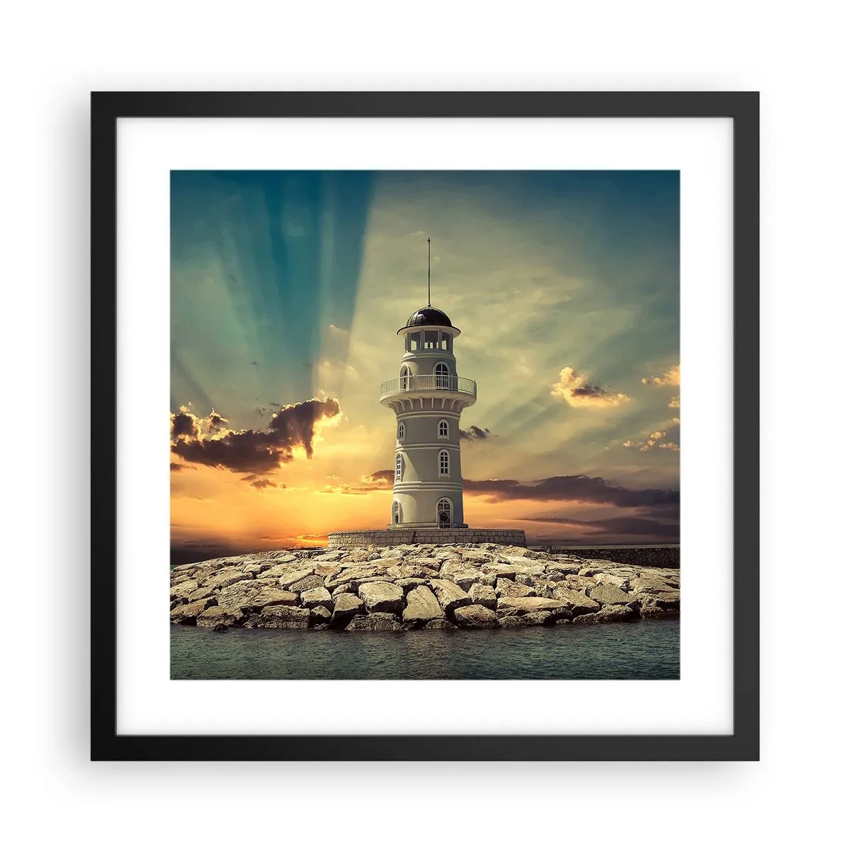 Poster in black frame - Light, Hope, Beauty - 40x40 cm
