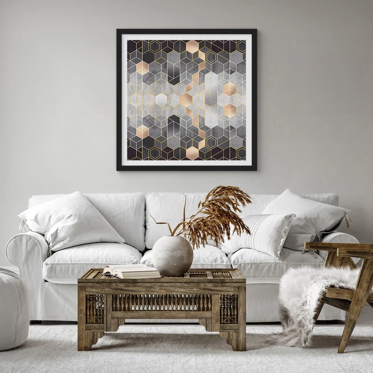 Poster in black frame - Diamond Composition - 60x60 cm