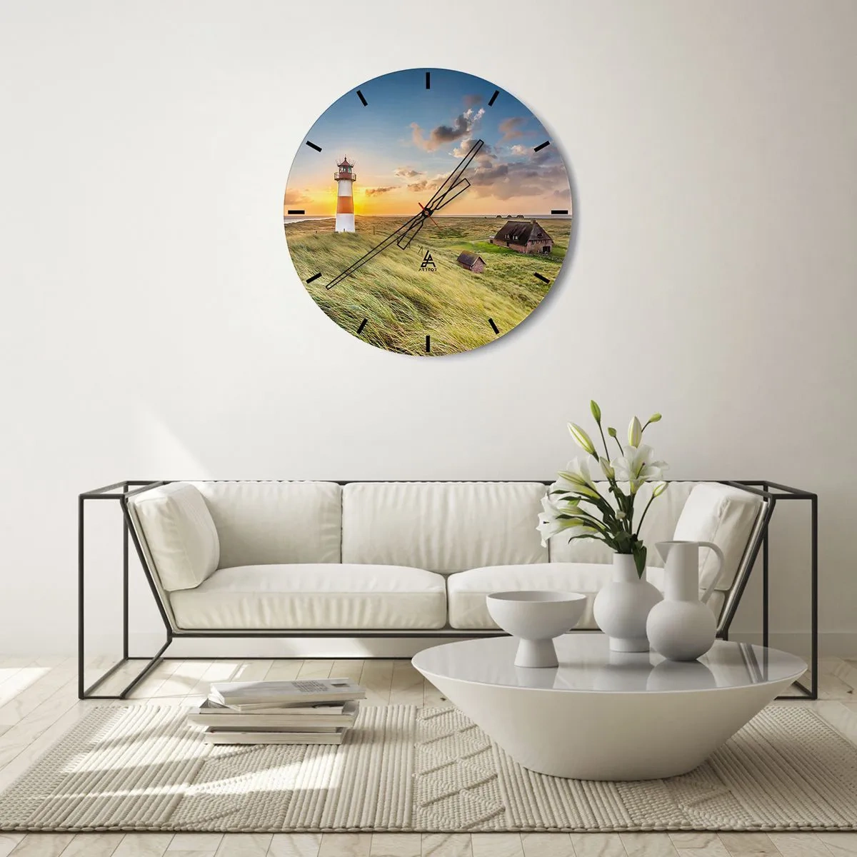 Wall clock - Clock on glass - Between Waves - 40x40 cm