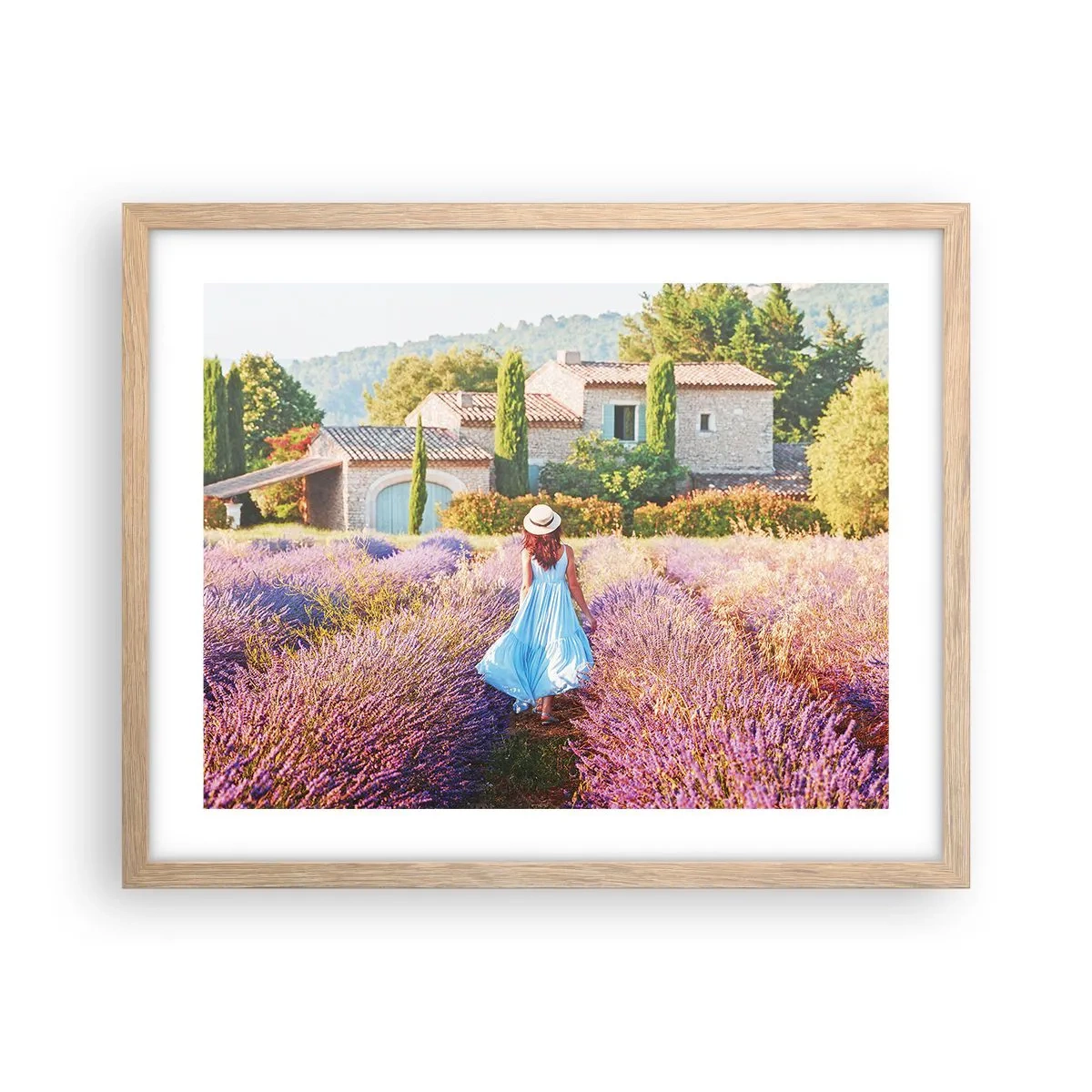 Poster in light oak frame - Lavender Girl - 50x40 cm