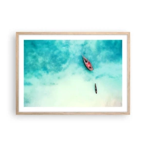 Poster in light oak frame - On the Beaches of Zanzibar, When the Tide Is High - 70x50 cm