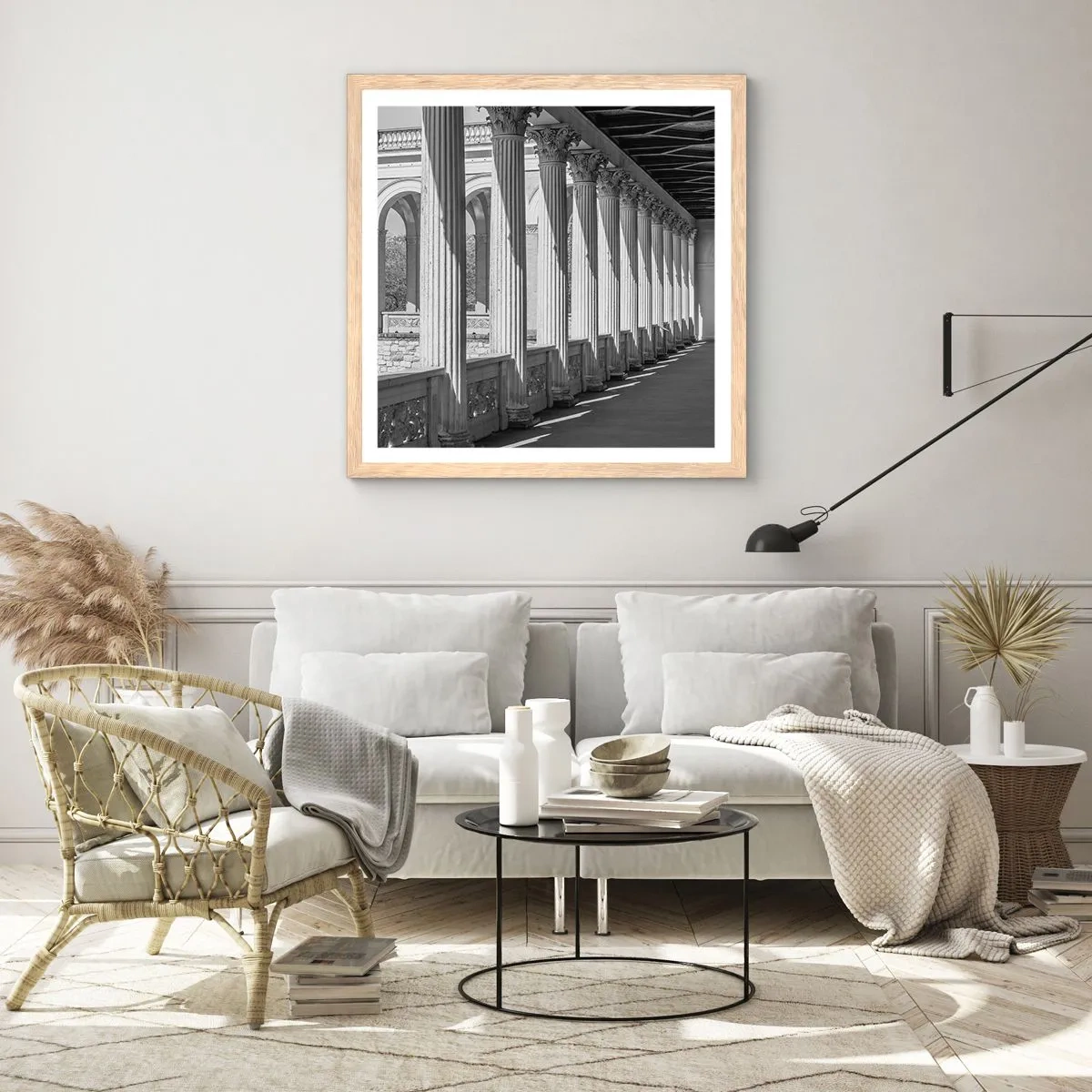 Poster in light oak frame - Sunny Arcade - 60x60 cm