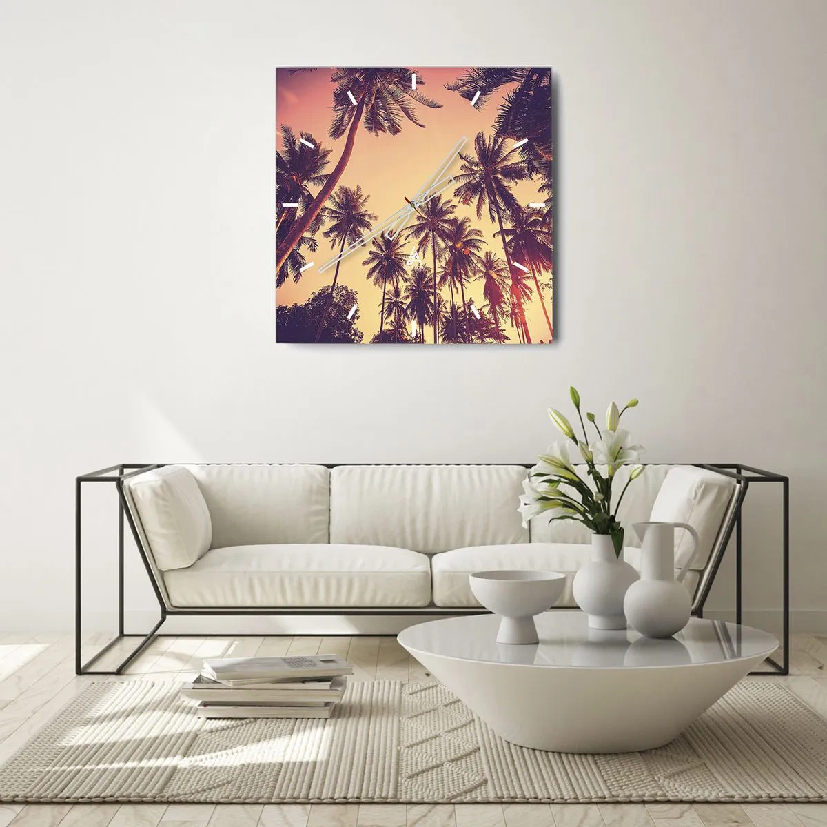 Wall clock - Clock on glass - Tropical Variation - 30x30 cm