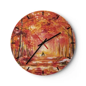 Wall clock - Clock on glass - Copper Forest - 40x40 cm