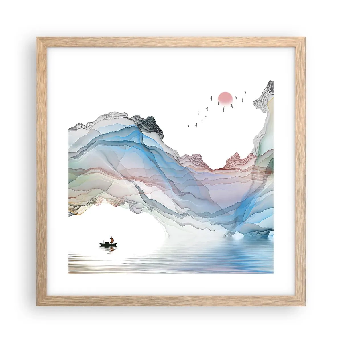 Poster in light oak frame - Towards Crystal Mountains - 40x40 cm