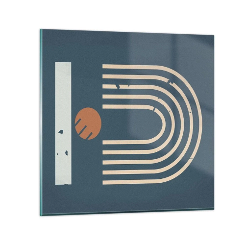 Glass picture - Geometry on Navy Blue - 30x30 cm