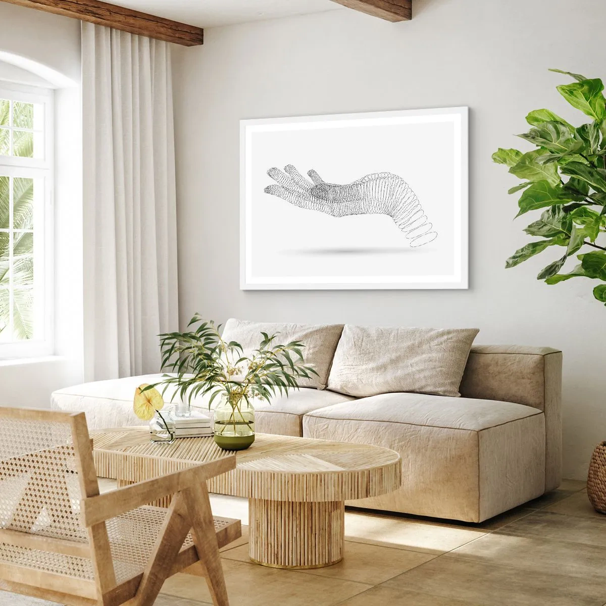 Poster in white frmae - Springy Palm - 70x50 cm