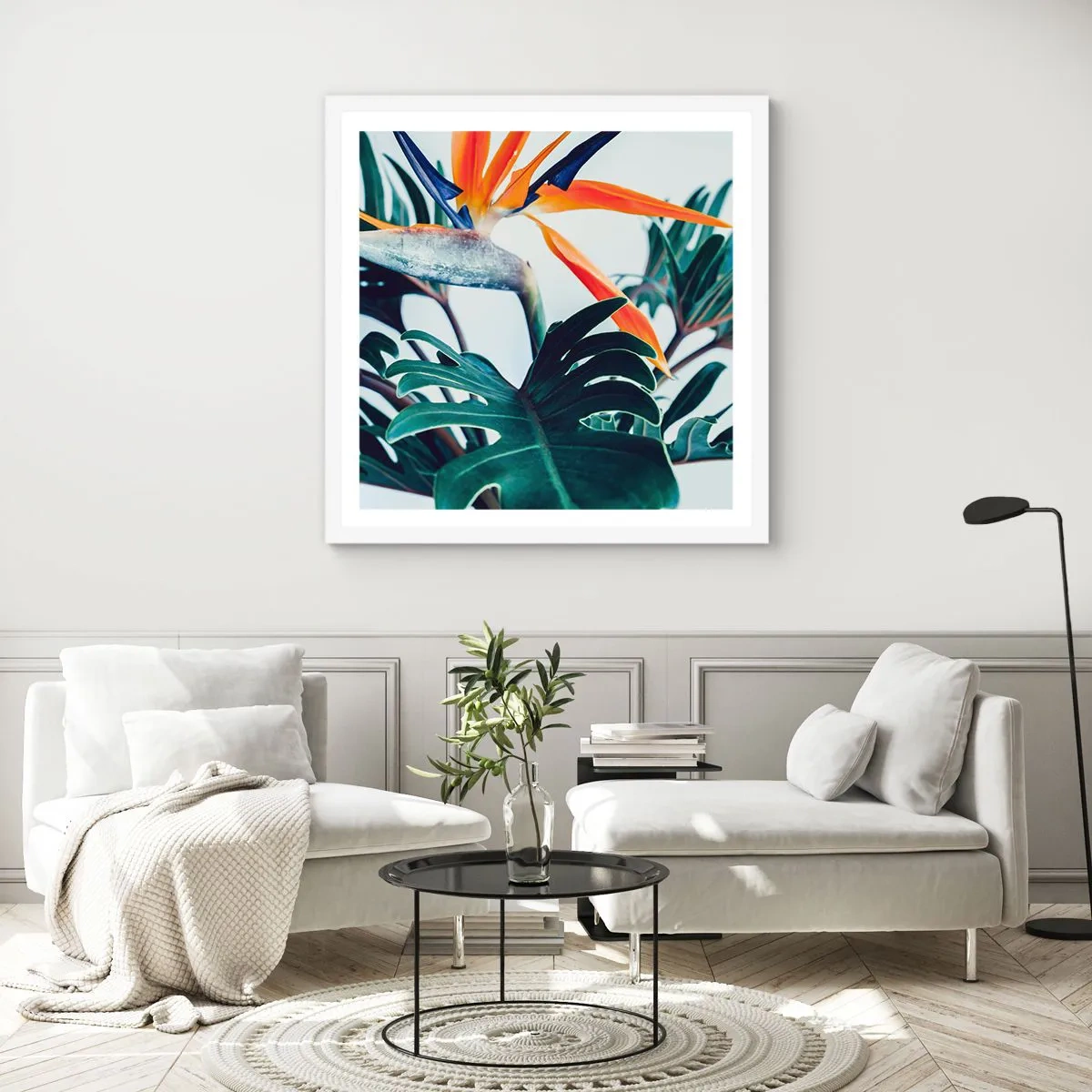 Poster in white frmae - Birdy Bush - 60x60 cm