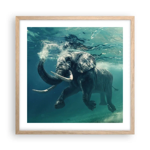 Poster in light oak frame - Everyone Likes to Swim - 50x50 cm