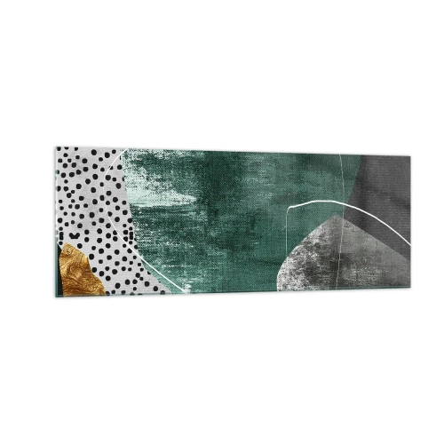 Glass picture - Colourful Abstract with a Golden Petal - 140x50 cm