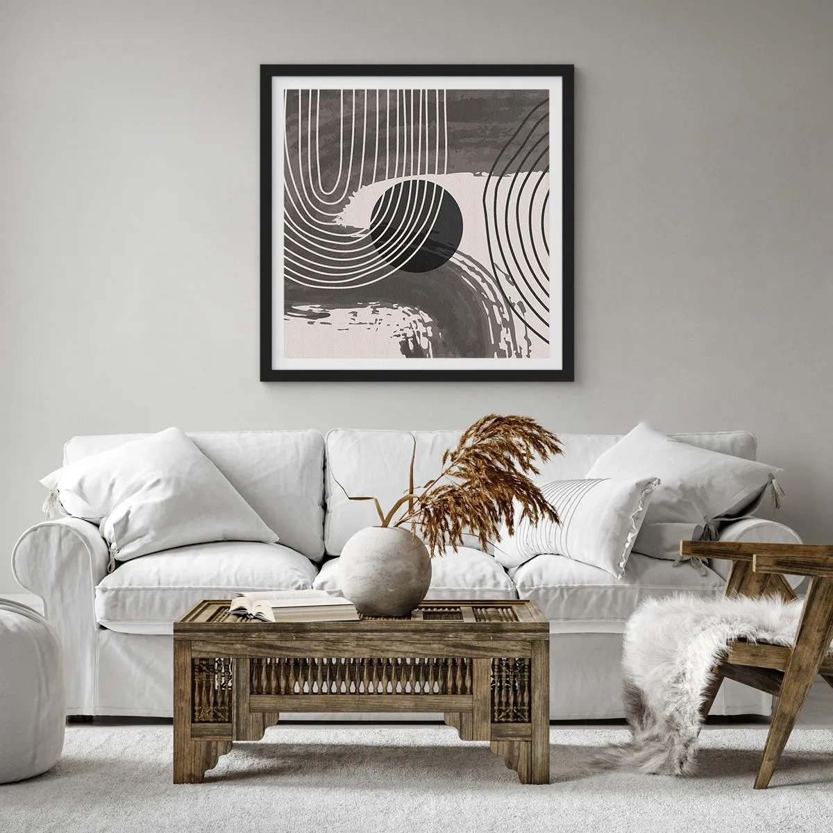 Poster in black frame - Oval Wins - 50x50 cm