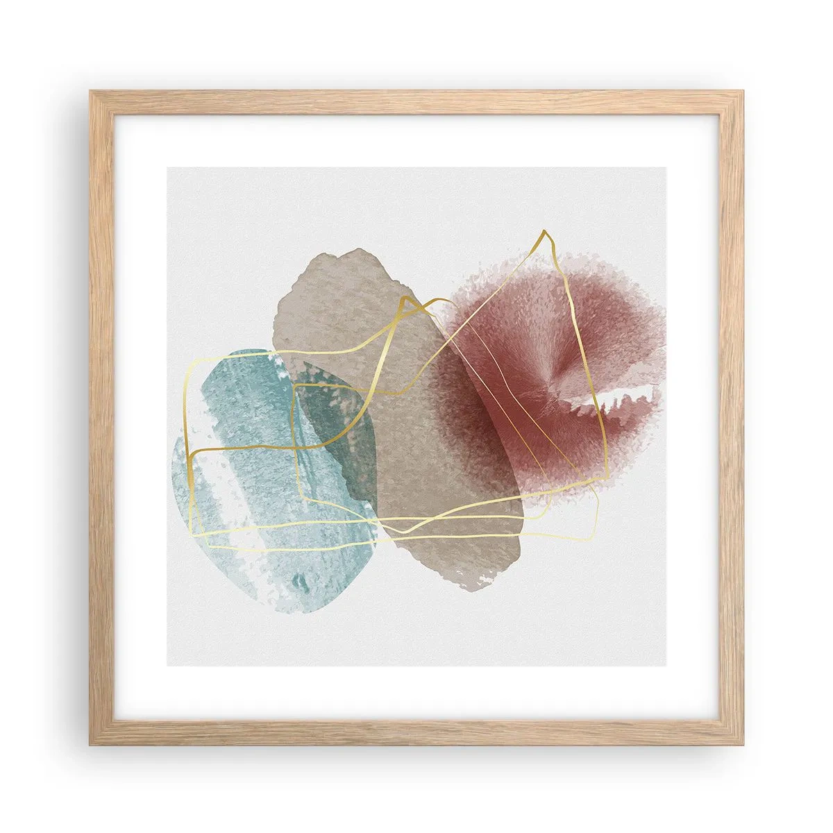 Poster in light oak frame - Beads of Space - 40x40 cm