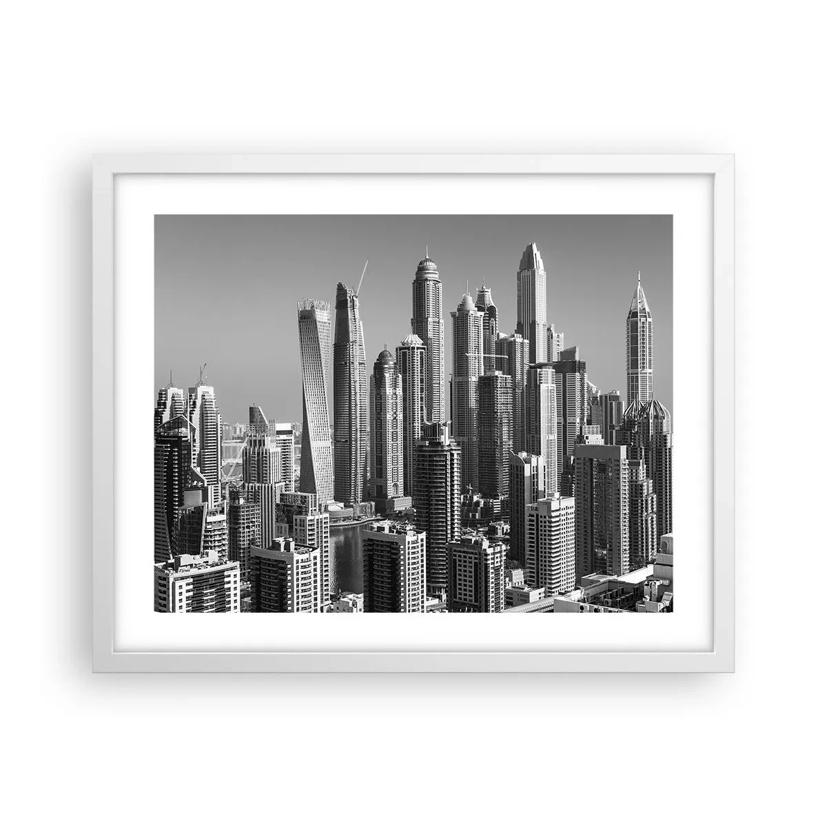 Poster in white frmae - City over a Desert - 50x40 cm