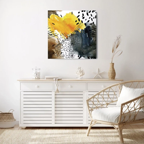 Wall clock - Clock on glass - Meeting of Elements - 40x40 cm