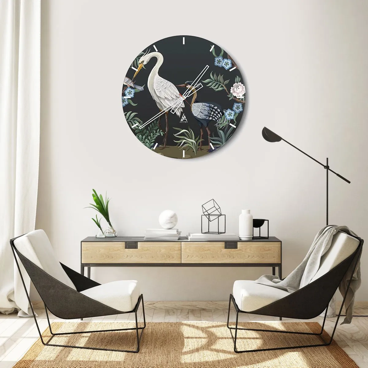 Wall clock - Clock on glass - Bird Truth - 40x40 cm