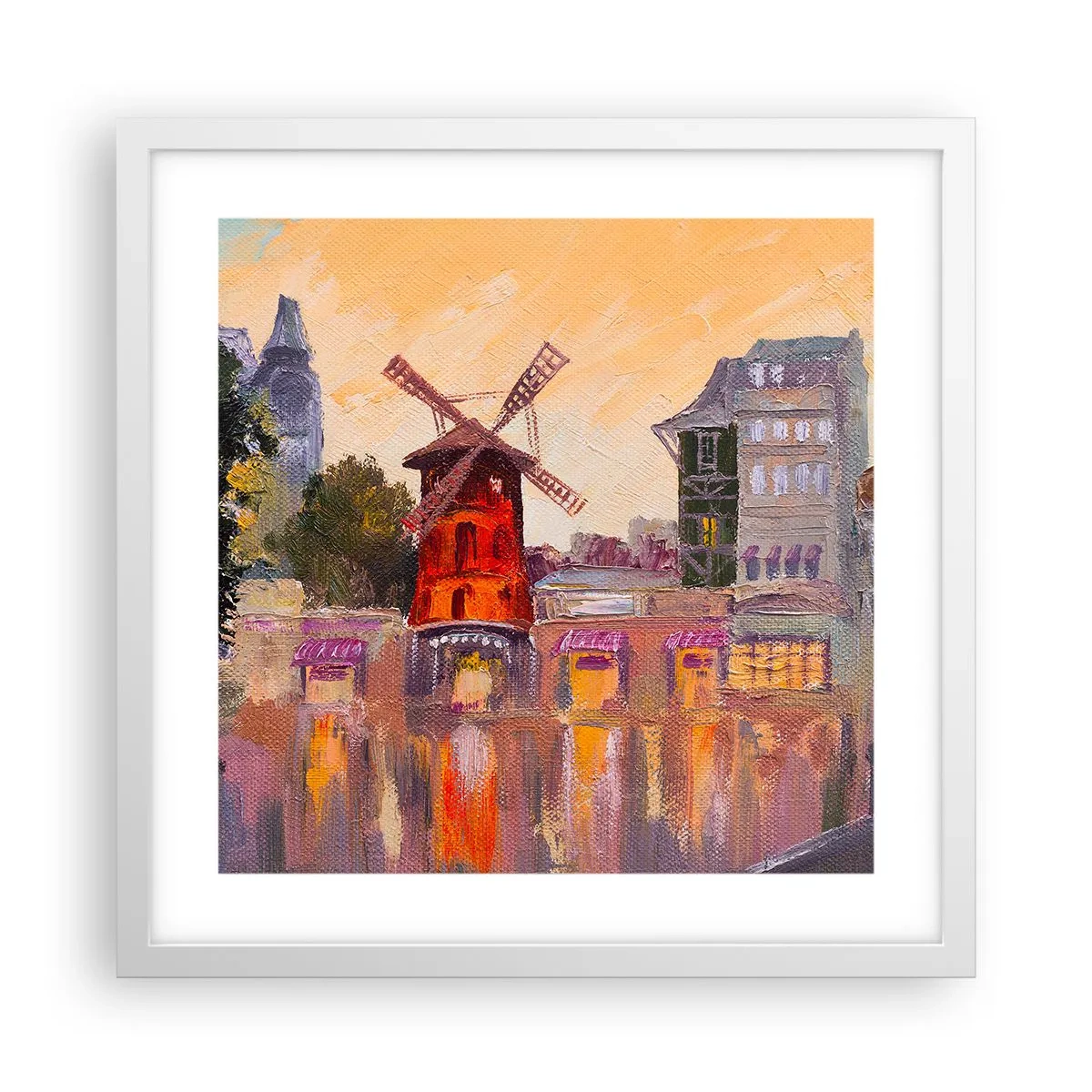 Poster in white frmae - Icons of Paris - Moulin Rouge - 40x40 cm
