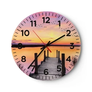 Wall clock - Clock on glass - Violet Quiet Dawn - 40x40 cm