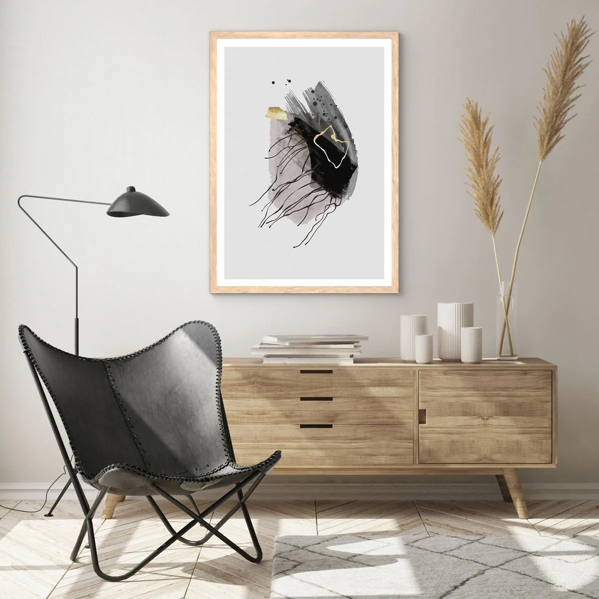 Poster in light oak frame - In Black and Gold - 30x40 cm