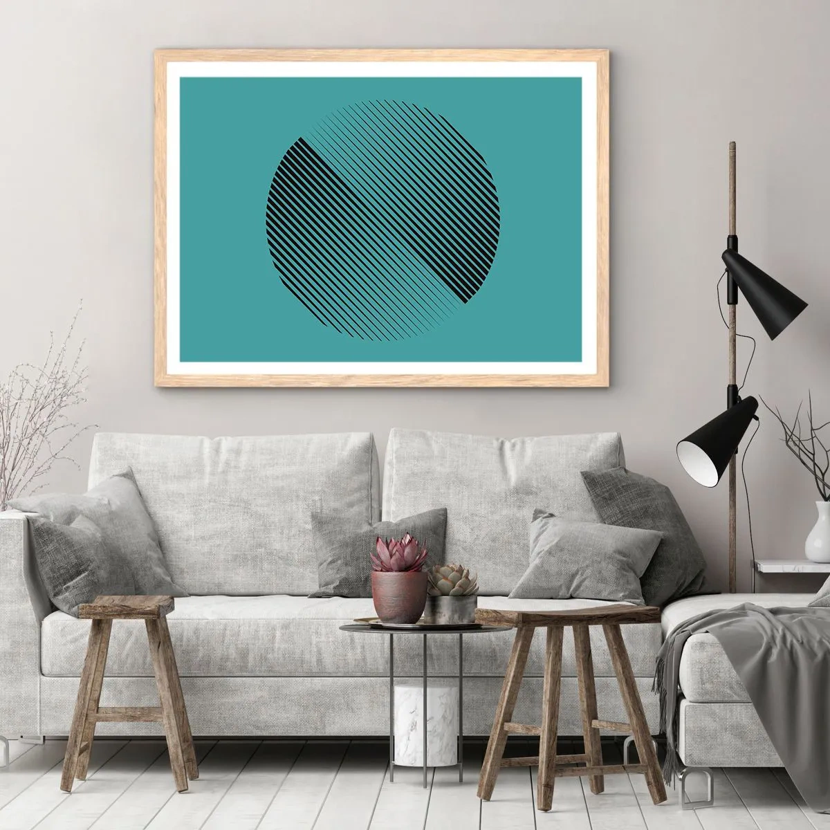 Poster in light oak frame - Circle - Geometrical Variation - 50x40 cm