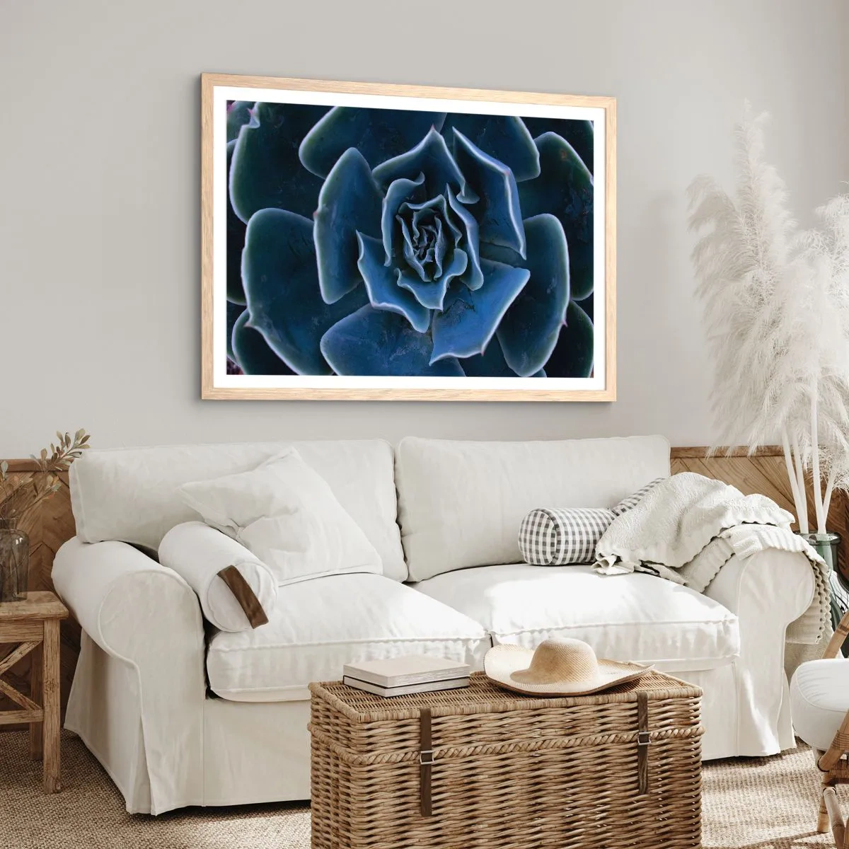 Poster in light oak frame - Flower of the Desert - 70x50 cm