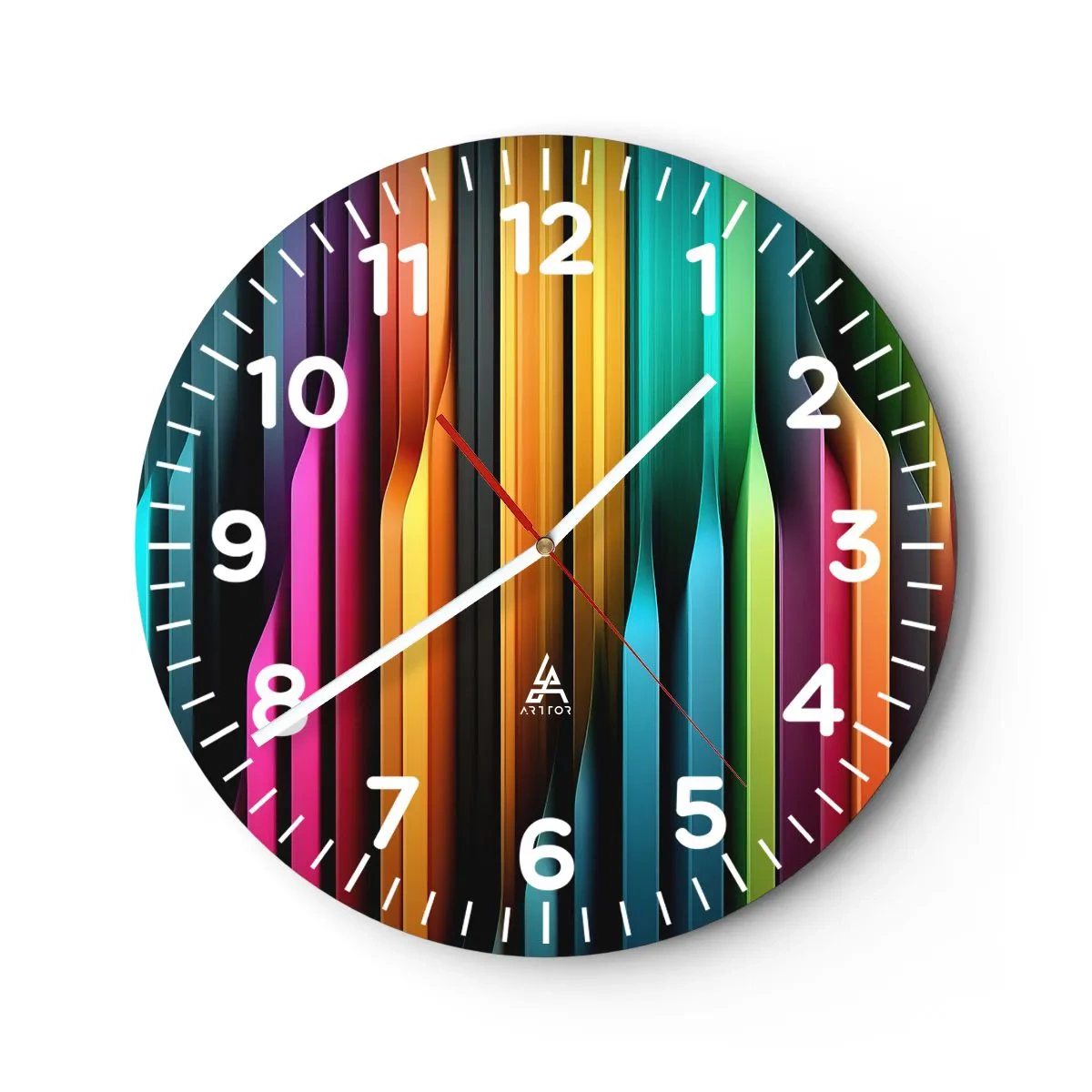 Wall clock - Clock on glass - Light Organs - 30x30 cm