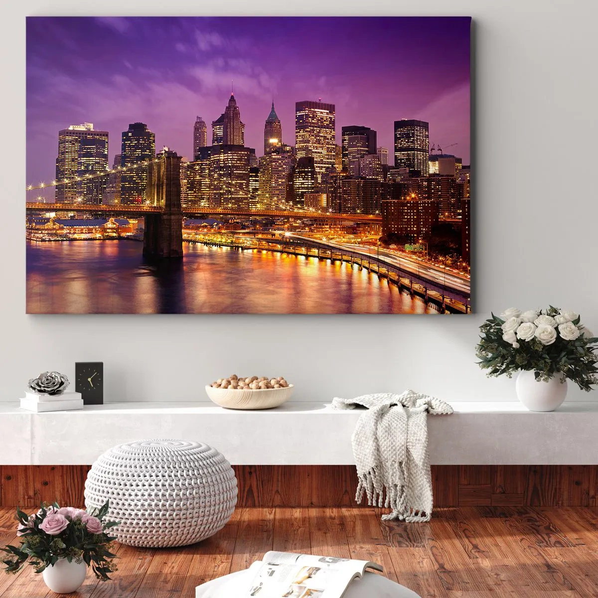 Canvas picture - Violet and Gold Manhattan - 100x70 cm